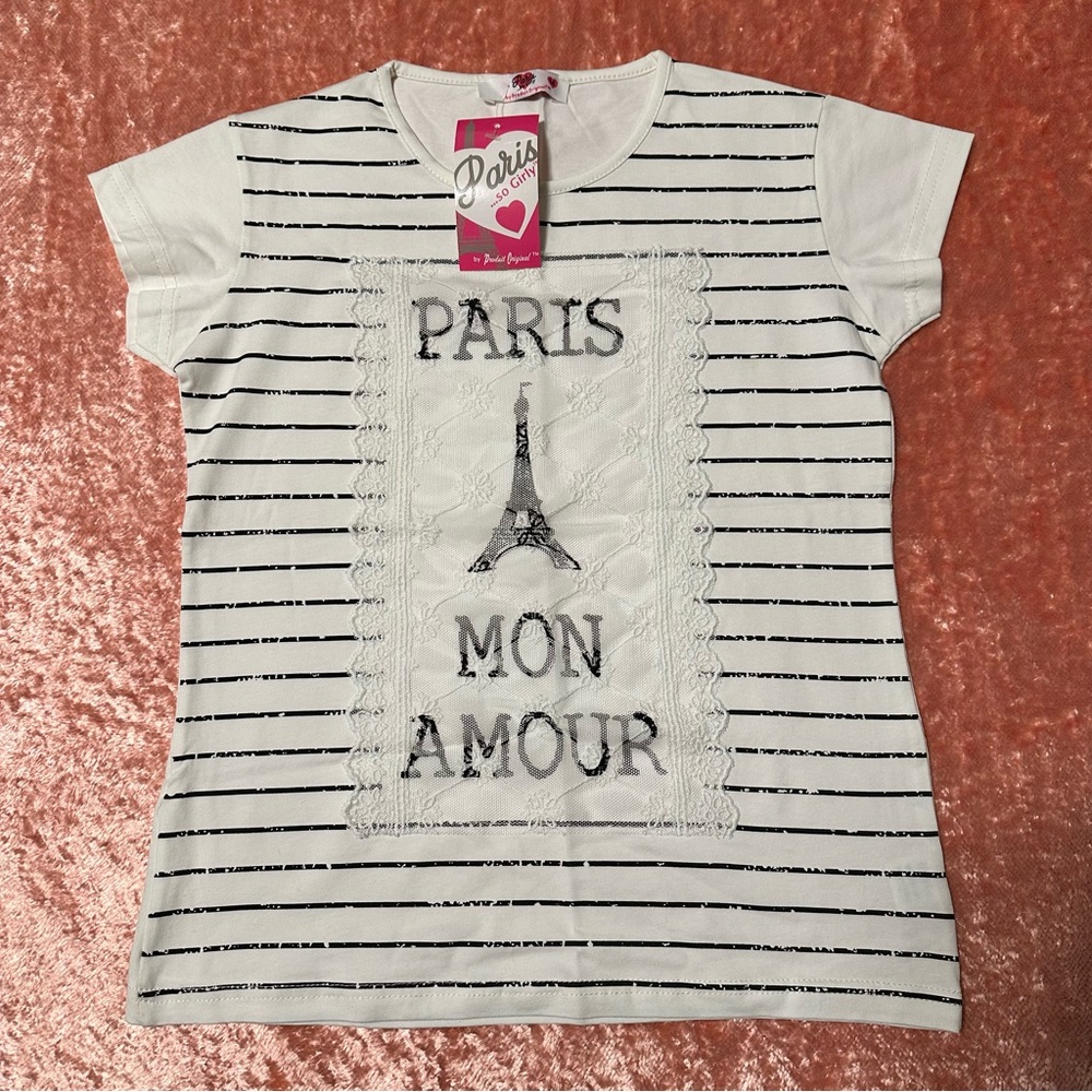 NWT top T-shirt for a girl 14 y.o. 95% cotton 10% elastane bought in Paris - Picture 3 of 8
